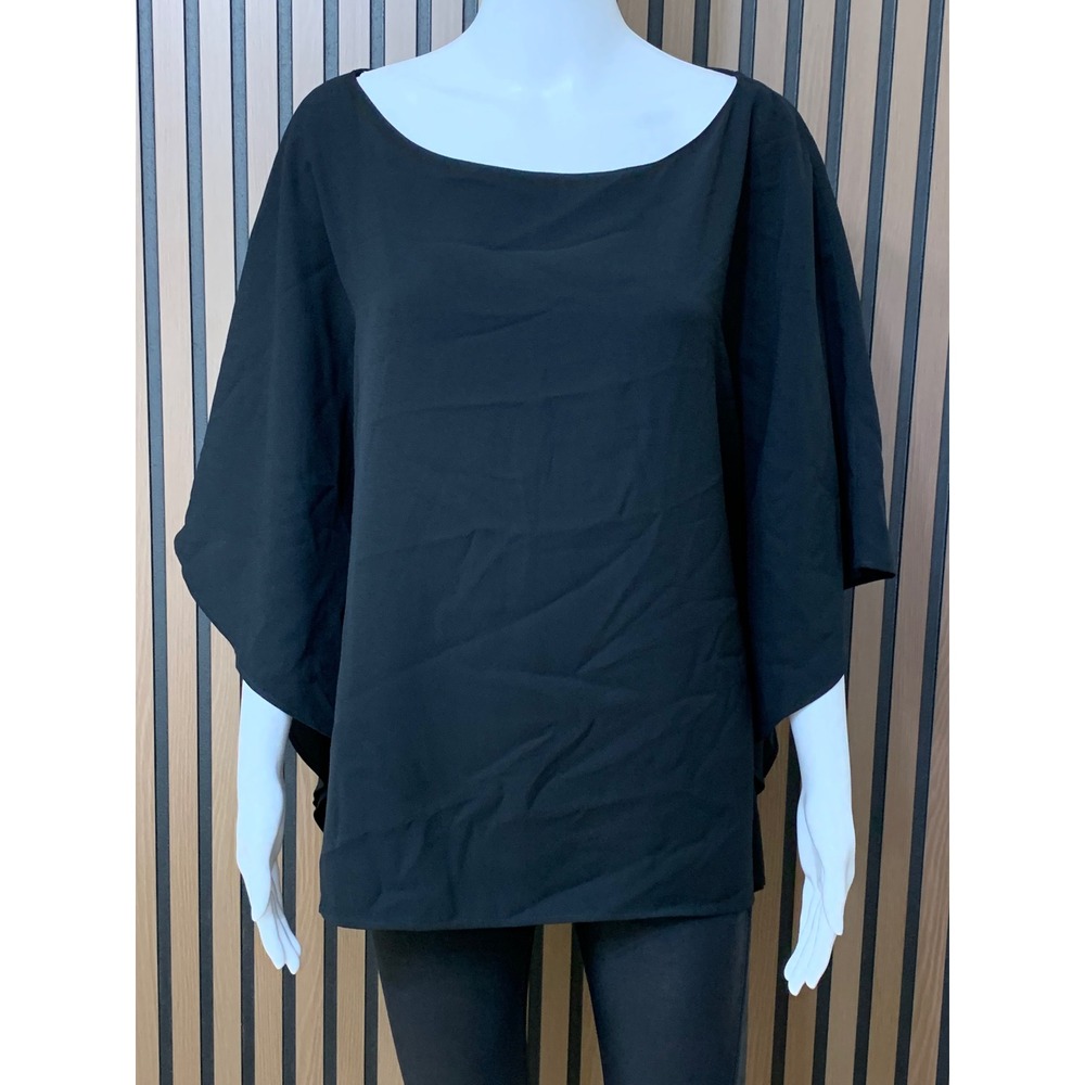 Lauren Ralph Lauren Women's XL Black Boat Neck Cape Sleeve Poncho Blouse Top